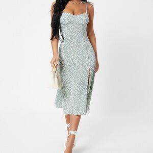 SHEIN Shirred Back Split Thigh Ditsy Floral Cami
Dress
